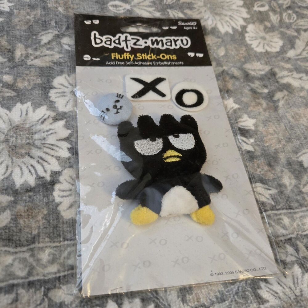 VTG 2005 Sanrio Badtz Maru Fluffy Stick Ons Puffy Stickers
